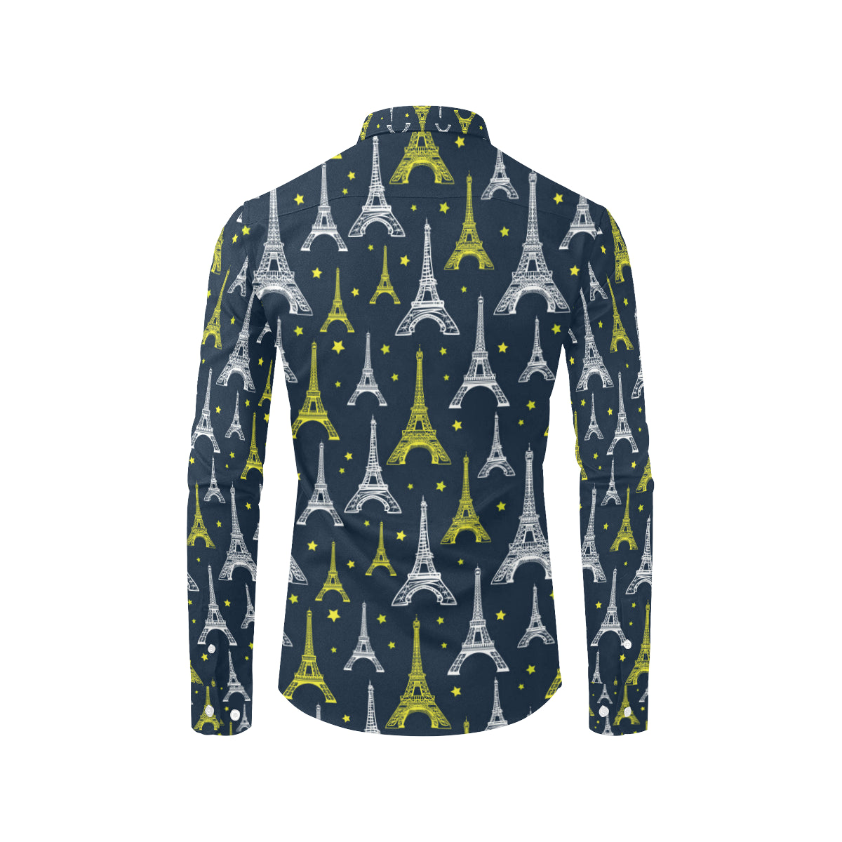 Eiffel Tower Star Print Men's Long Sleeve Shirt