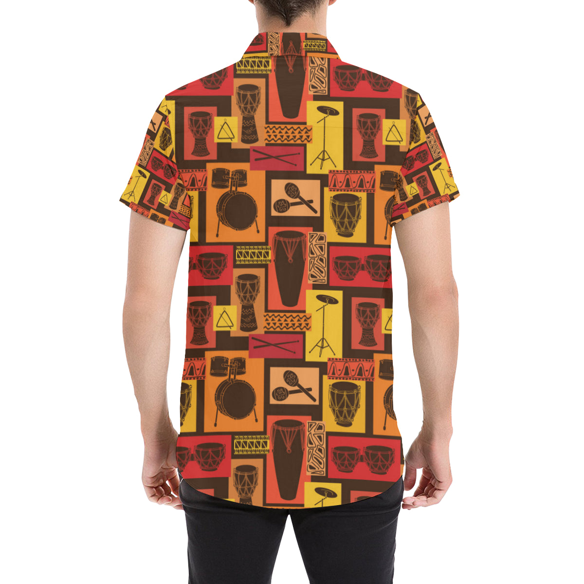 Percussion Pattern Print Design 02 Men's Short Sleeve Button Up Shirt