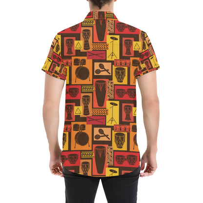 Percussion Pattern Print Design 02 Men's Short Sleeve Button Up Shirt