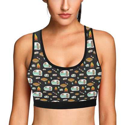 Camper marshmallow Camping Design Print Sports Bra