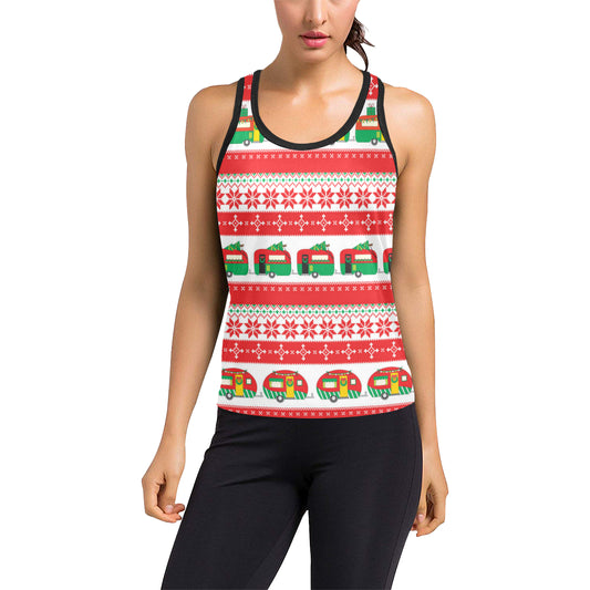 Camper Camping Ugly Christmas Design Print Women's Racerback Tank Top