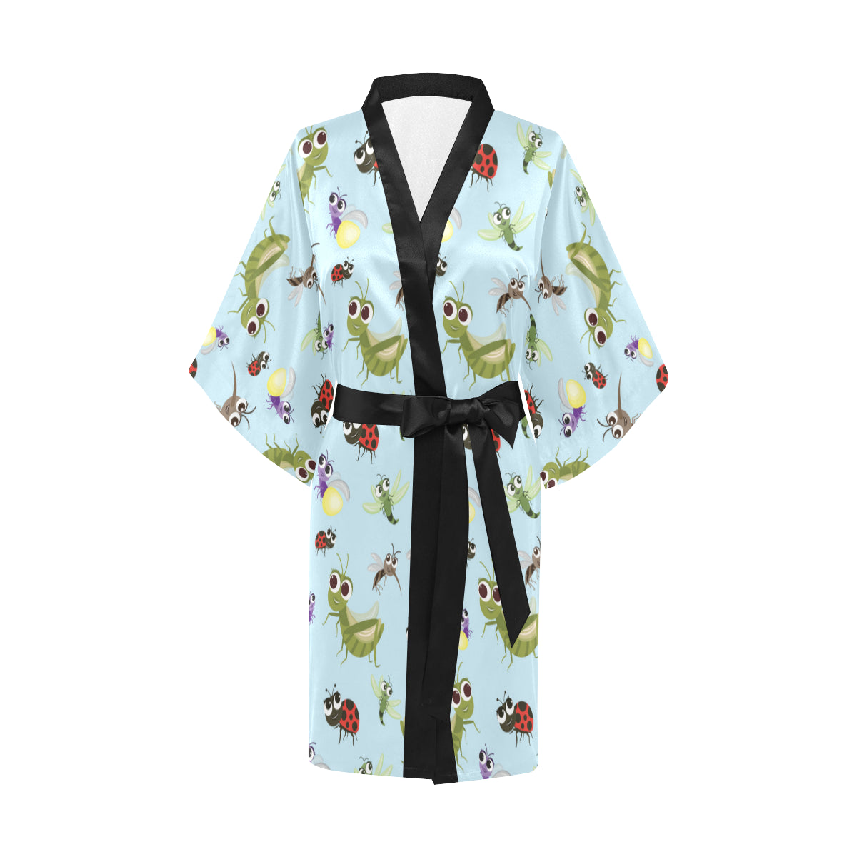 Ladybug Pattern Print Design 01 Women's Short Kimono