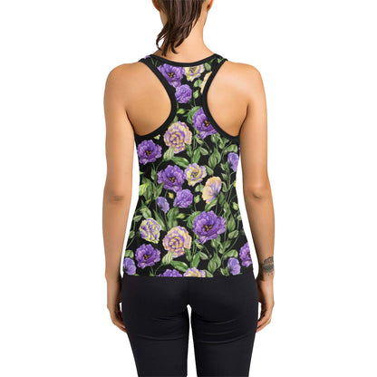 Lisianthus Pattern Print Design LT02 Women's Racerback Tank Top