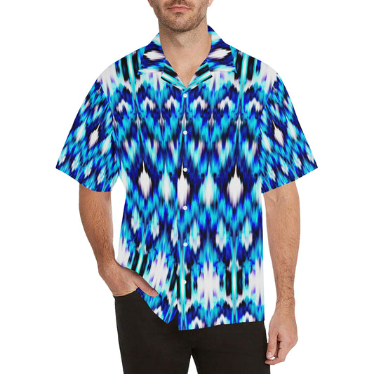 Ikat Blue Pattern Print Design 01 Men's Hawaiian Shirt
