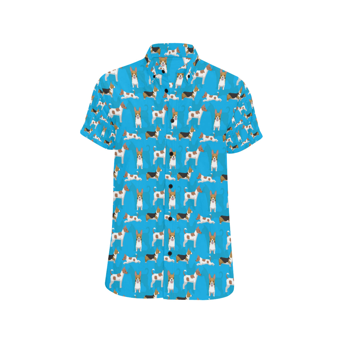 Cardigan Welsh Corgis Pattern Print Design 01 Men's Short Sleeve Button Up Shirt