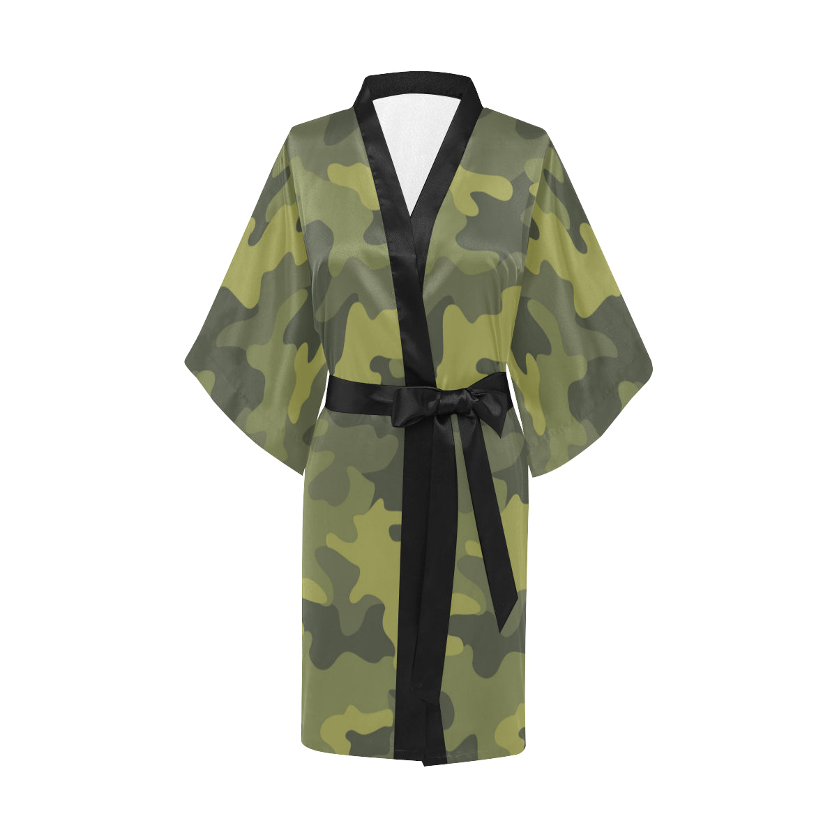 Military Camouflage Pattern Print Design 02 Women's Short Kimono