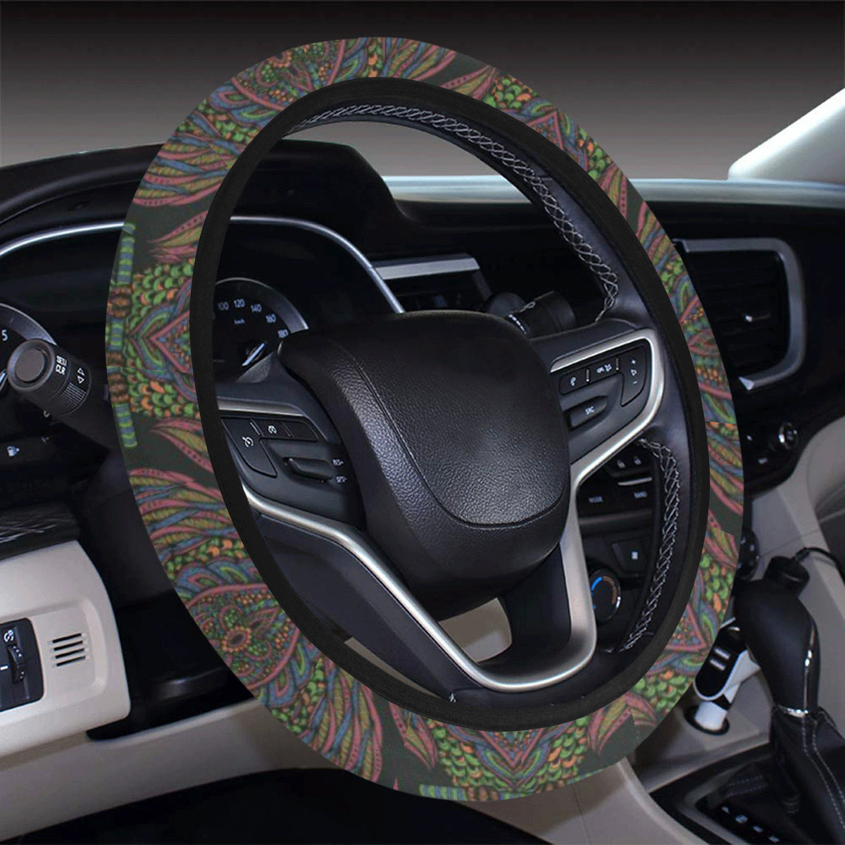 Owl Pattern Print Design A05 Steering Wheel Cover with Elastic Edge