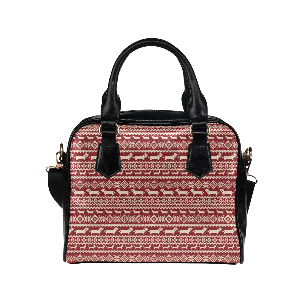 Dachshund Pattern Print Design 09 Shoulder Handbag