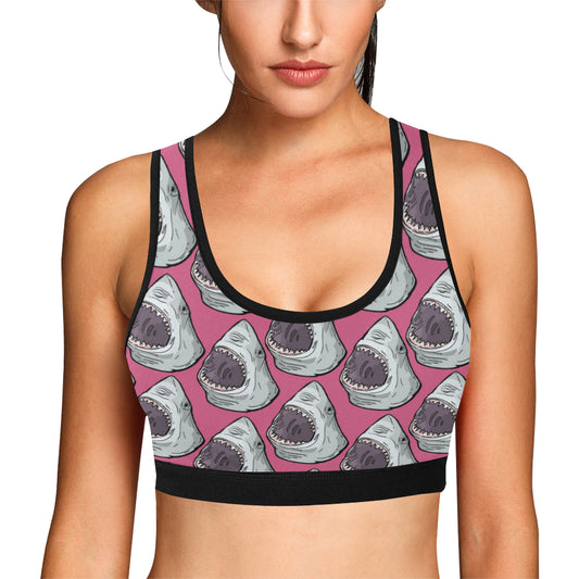 Great White Shark Pattern Print Design 01 Sports Bra