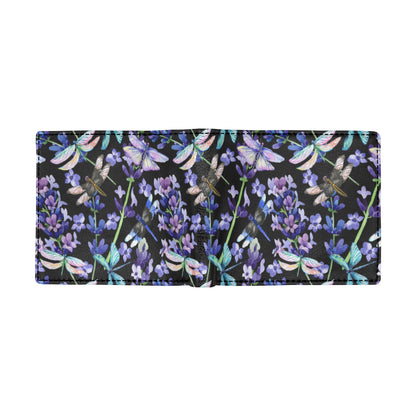 Lavender Dragonfly Pattern Print Design LV03 Men's ID Card Wallet