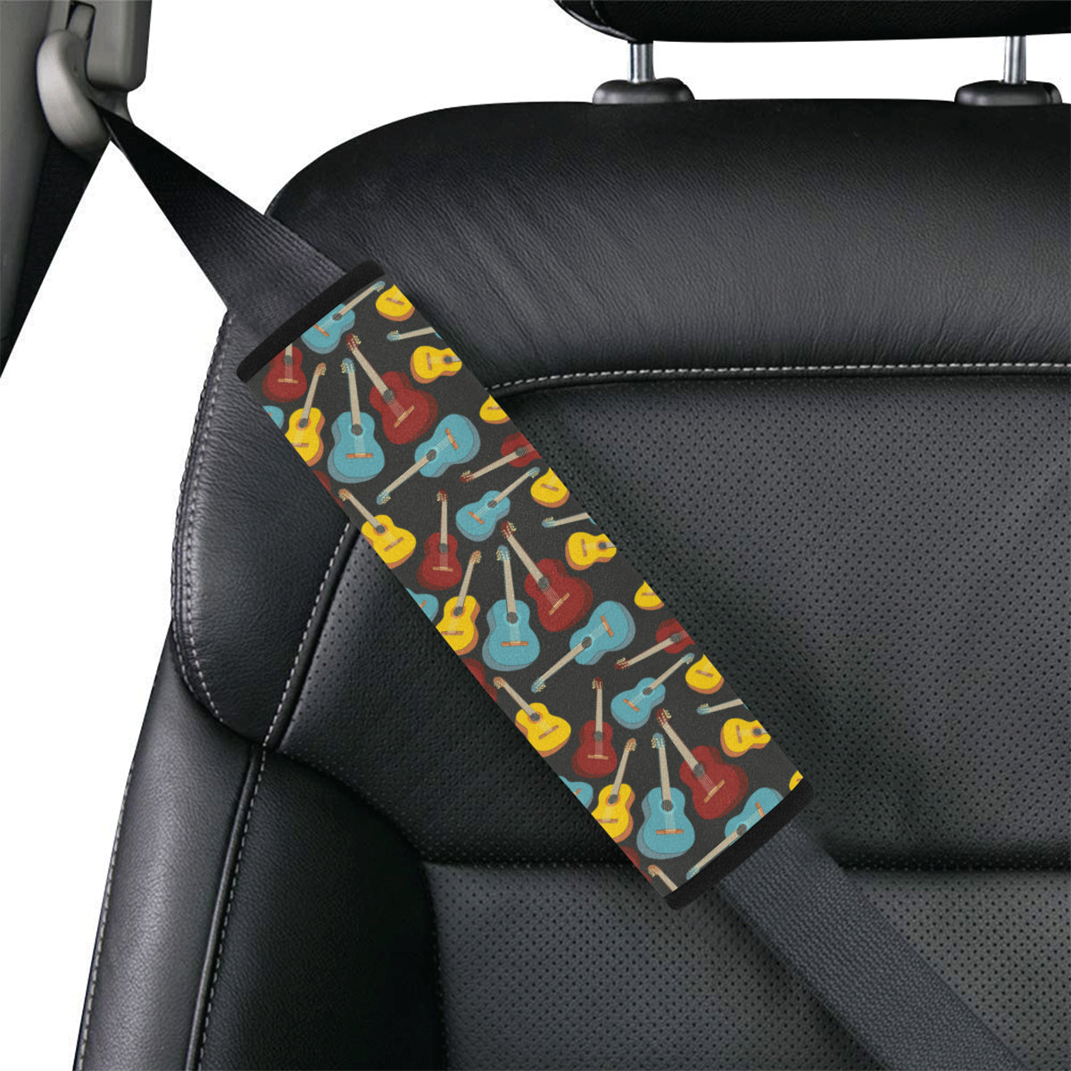 Acoustic Guitar Pattern Print Design 01 Car Seat Belt Cover