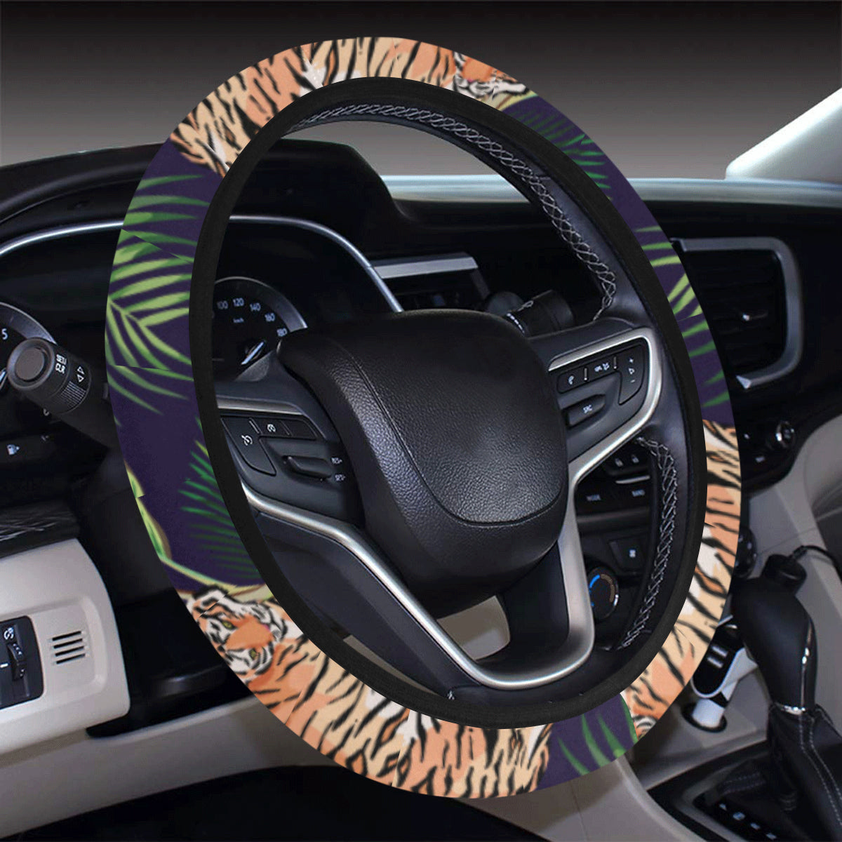 Tiger Jungle Steering Wheel Cover with Elastic Edge