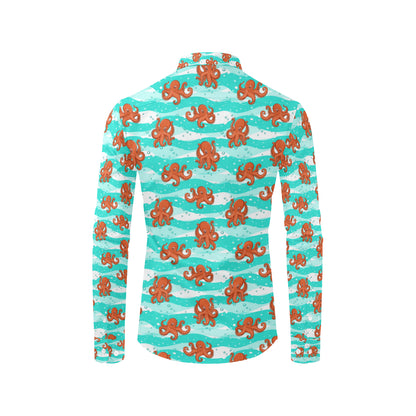 Octopus Cute Design Print Themed Men's Long Sleeve Shirt