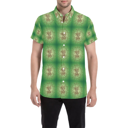 Celtic Pattern Print Design 05 Men's Short Sleeve Button Up Shirt