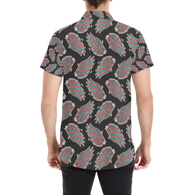 Angel Wings Pattern Print Design 05 Men's Short Sleeve Button Up Shirt