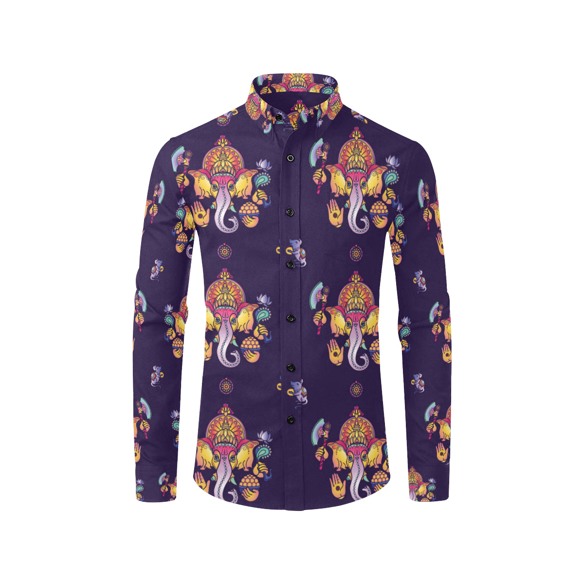 Ganesha Pattern Print Design 04 Men's Long Sleeve Shirt