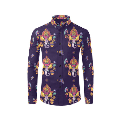 Ganesha Pattern Print Design 04 Men's Long Sleeve Shirt