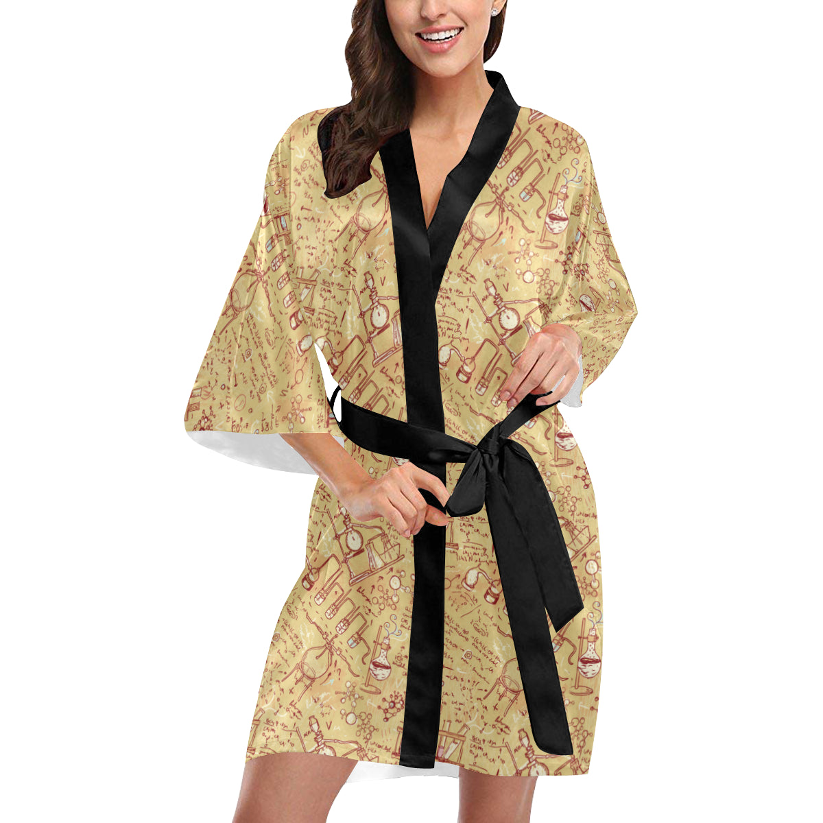 Chemical Pattern Print Design 01 Women's Short Kimono