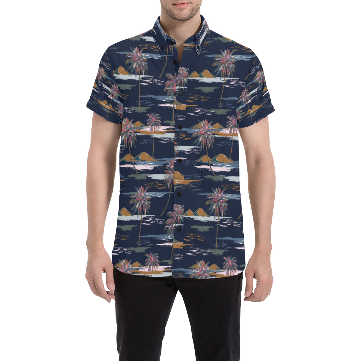 Pacific island Pattern Print Design A06 Men's Short Sleeve Button Up Shirt