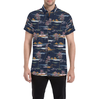 Pacific island Pattern Print Design A06 Men's Short Sleeve Button Up Shirt