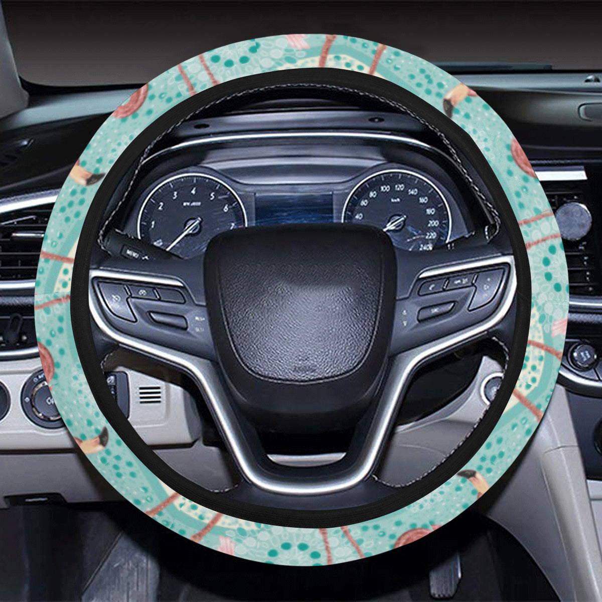 Flamingo Background Themed Print Steering Wheel Cover with Elastic Edge