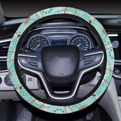 Flamingo Background Themed Print Steering Wheel Cover with Elastic Edge
