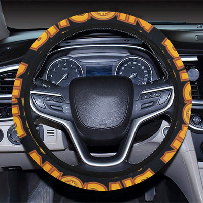 Bitcoin Pattern Print Design DO03 Steering Wheel Cover with Elastic Edge