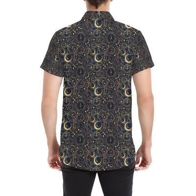 Celestial Pattern Print Design 04 Men's Short Sleeve Button Up Shirt