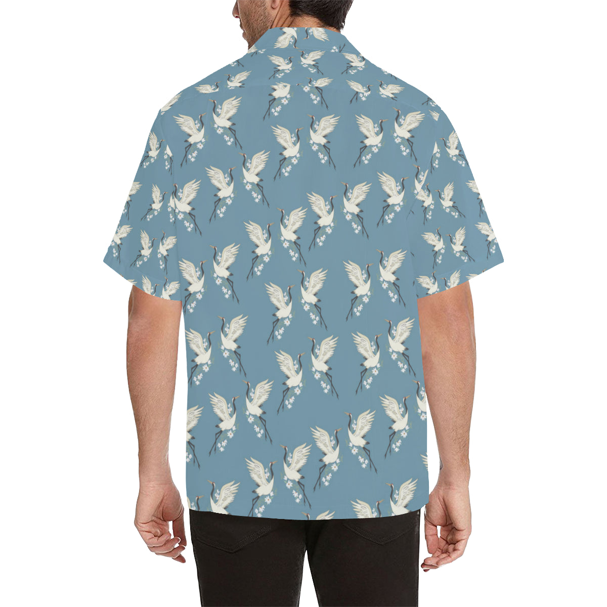 Crane Pattern Print Design 05 Men's Hawaiian Shirt