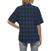 Navy Blue Tartan Plaid Pattern Women's Hawaiian Shirt