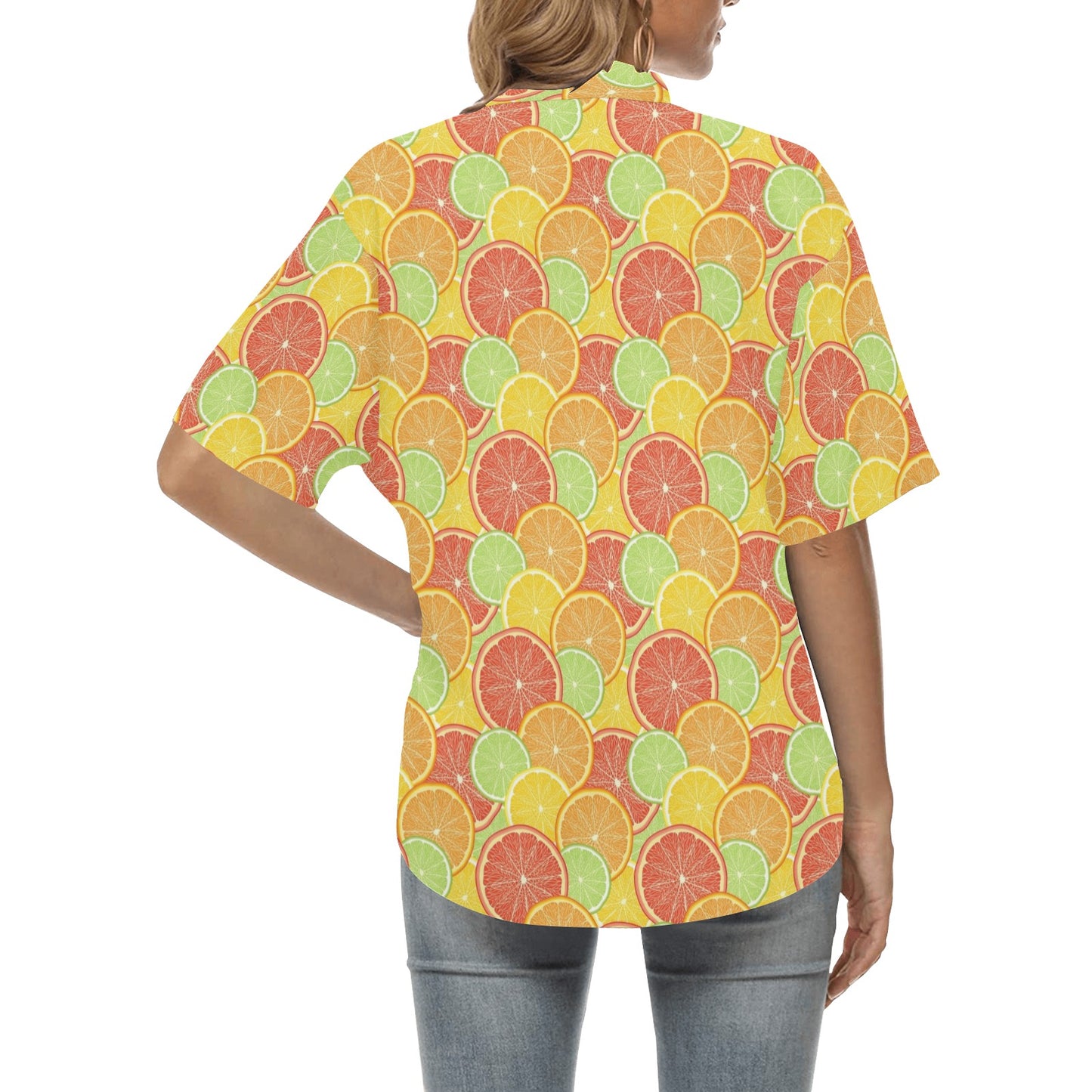 Grapefruit Pattern Print Design GF01 Women's Hawaiian Shirt