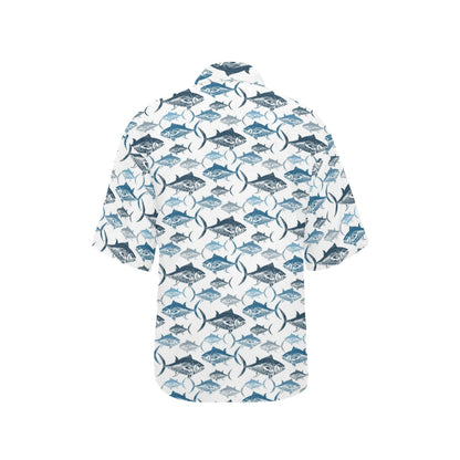 Tuna Fish Print Design LKS303 Women's Hawaiian Shirt