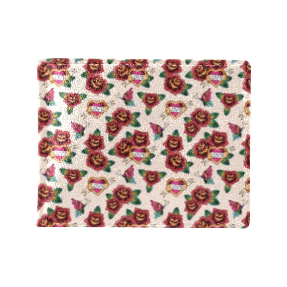 Old School Tattoo Rose Pattern Men's ID Card Wallet