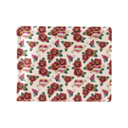 Old School Tattoo Rose Pattern Men's ID Card Wallet