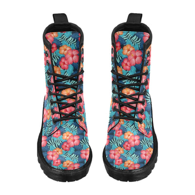 Red Hibiscus Pattern Print Design HB02 Women's Boots