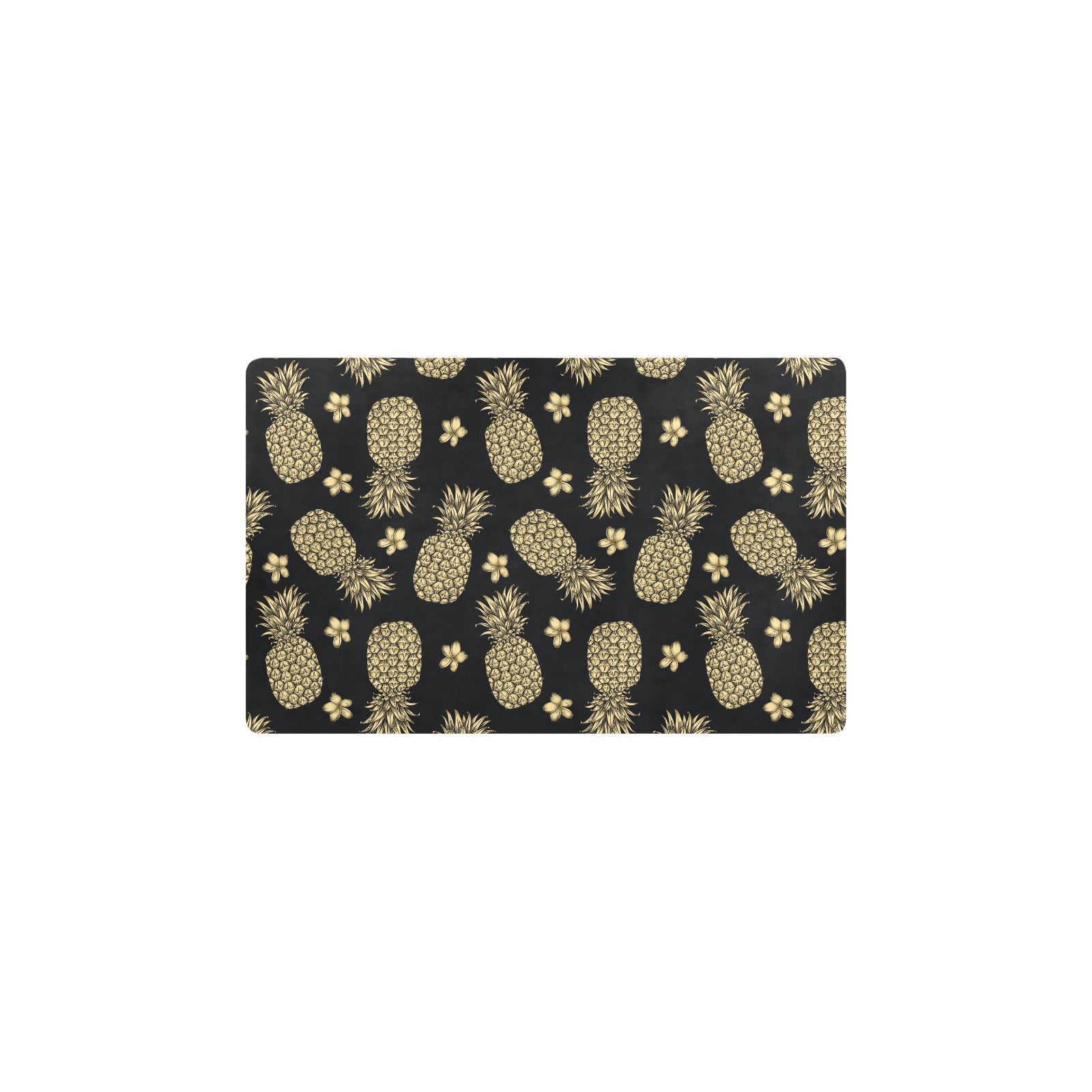 Gold Pineapple Hibiscus Kitchen Mat