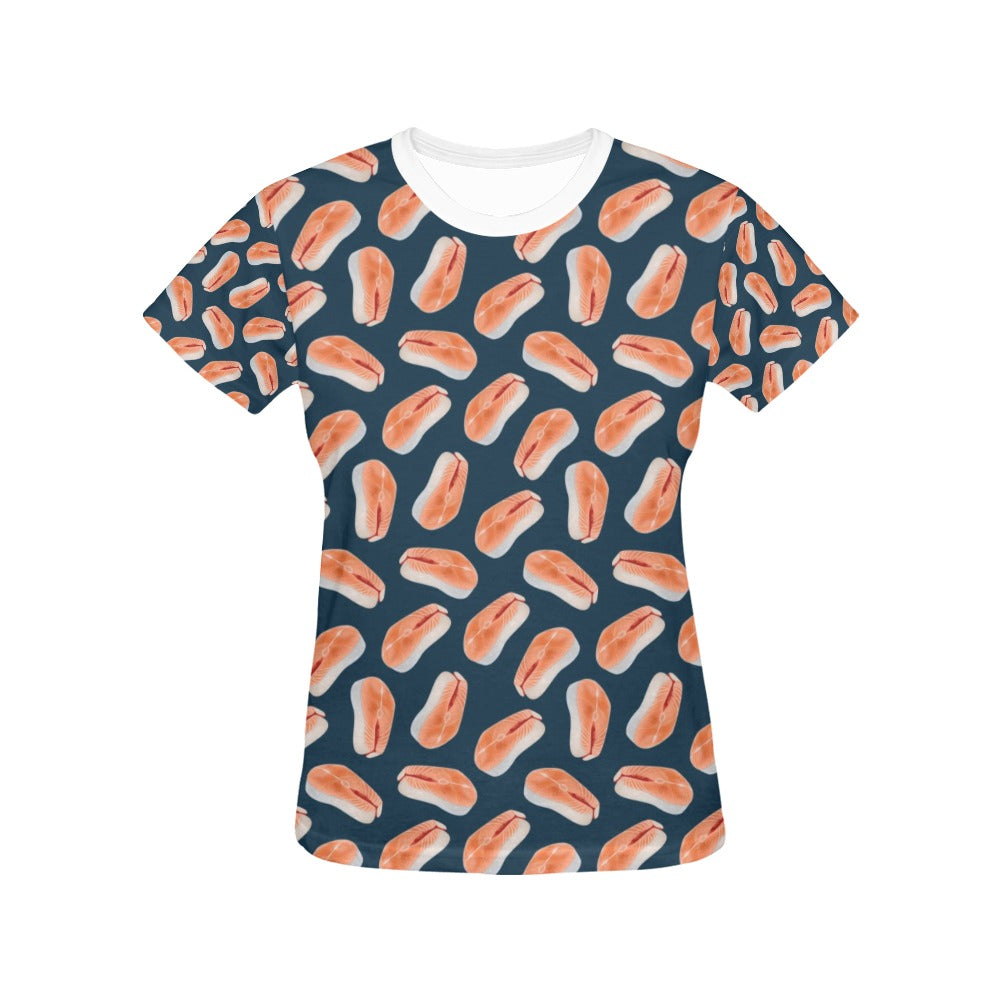 Salmon Steak Print Design LKS306 Women's  T-shirt