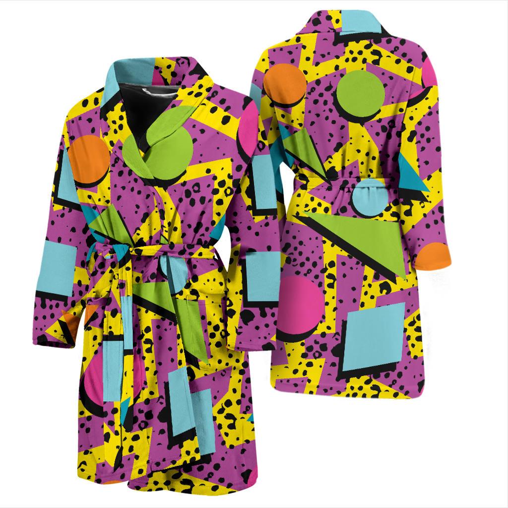 80s Pattern Print Design 1 Men Bathrobe-JORJUNE.COM