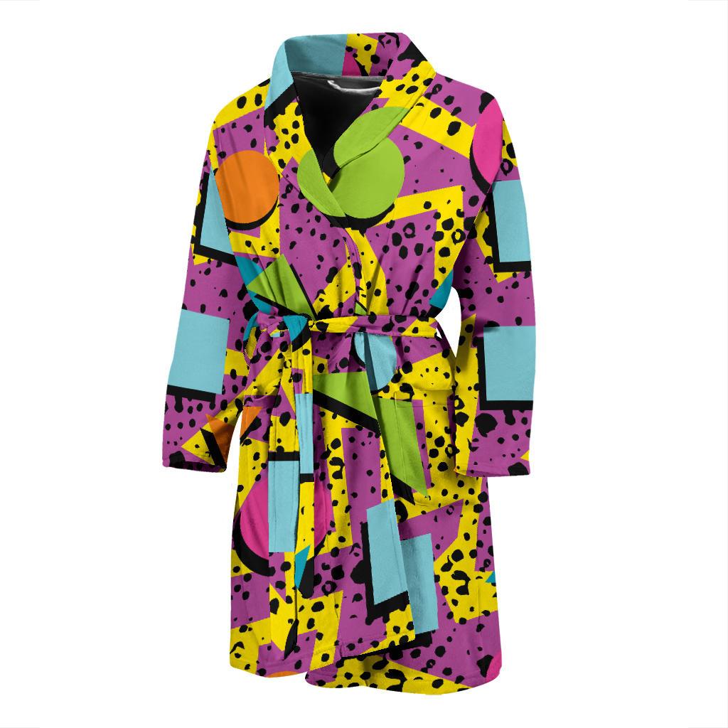 80s Pattern Print Design 1 Men Bathrobe-JORJUNE.COM