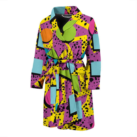 80s Pattern Print Design 1 Men Bathrobe-JORJUNE.COM