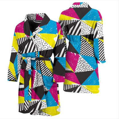 80s Pattern Print Design 2 Men Bathrobe-JORJUNE.COM