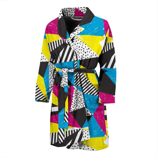 80s Pattern Print Design 2 Men Bathrobe-JORJUNE.COM
