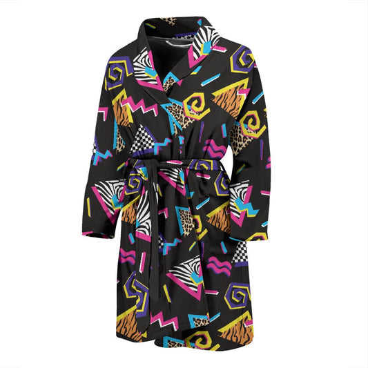 80s Pattern Print Design 3 Men Bathrobe-JORJUNE.COM