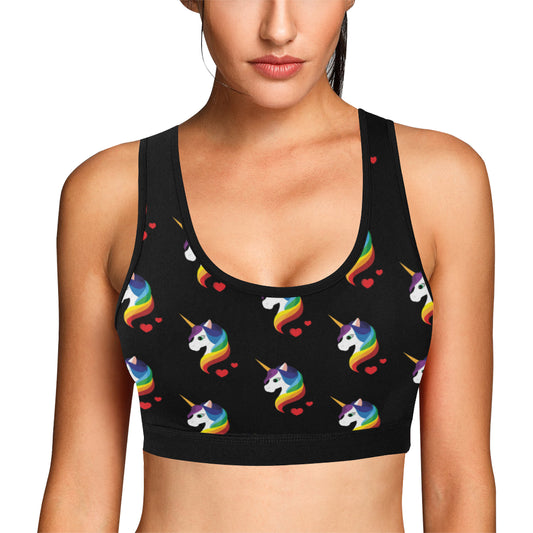 Rainbow Unicorn Pattern Print Design A03 Sports Bra