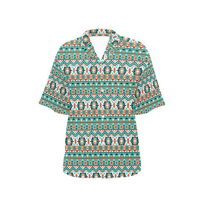 Indian Navajo Ethnic Themed Design Print Women's Hawaiian Shirt