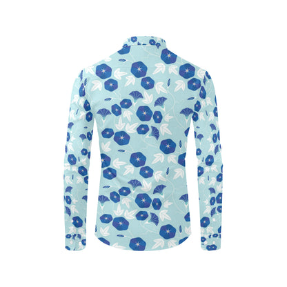 Morning Glory Pattern Print Design MG07 Men's Long Sleeve Shirt