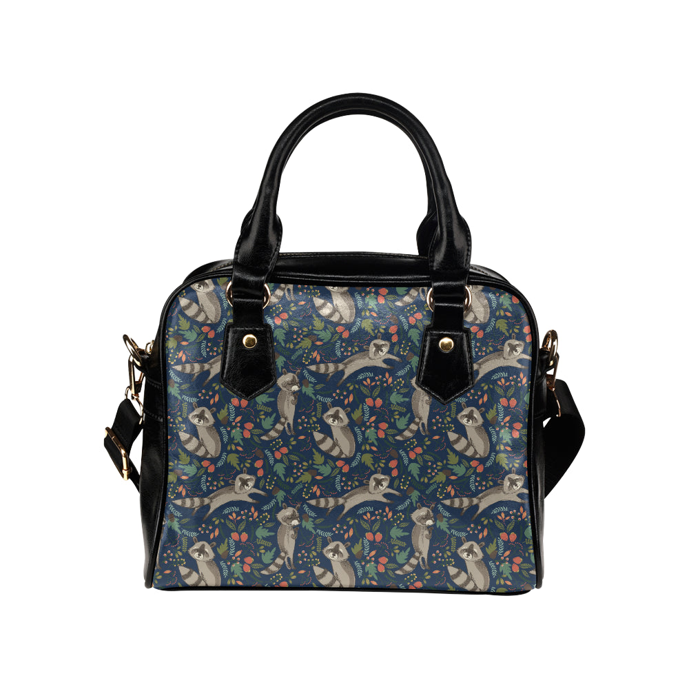 Raccoon Pattern Print Design A02 Shoulder Handbag