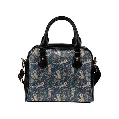 Raccoon Pattern Print Design A02 Shoulder Handbag