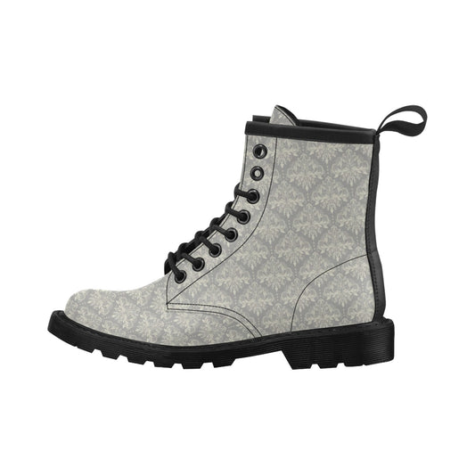 Damask Grey Elegant Print Pattern Women's Boots