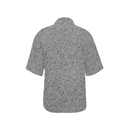 Elm Leave Grey Print Pattern Women's Hawaiian Shirt